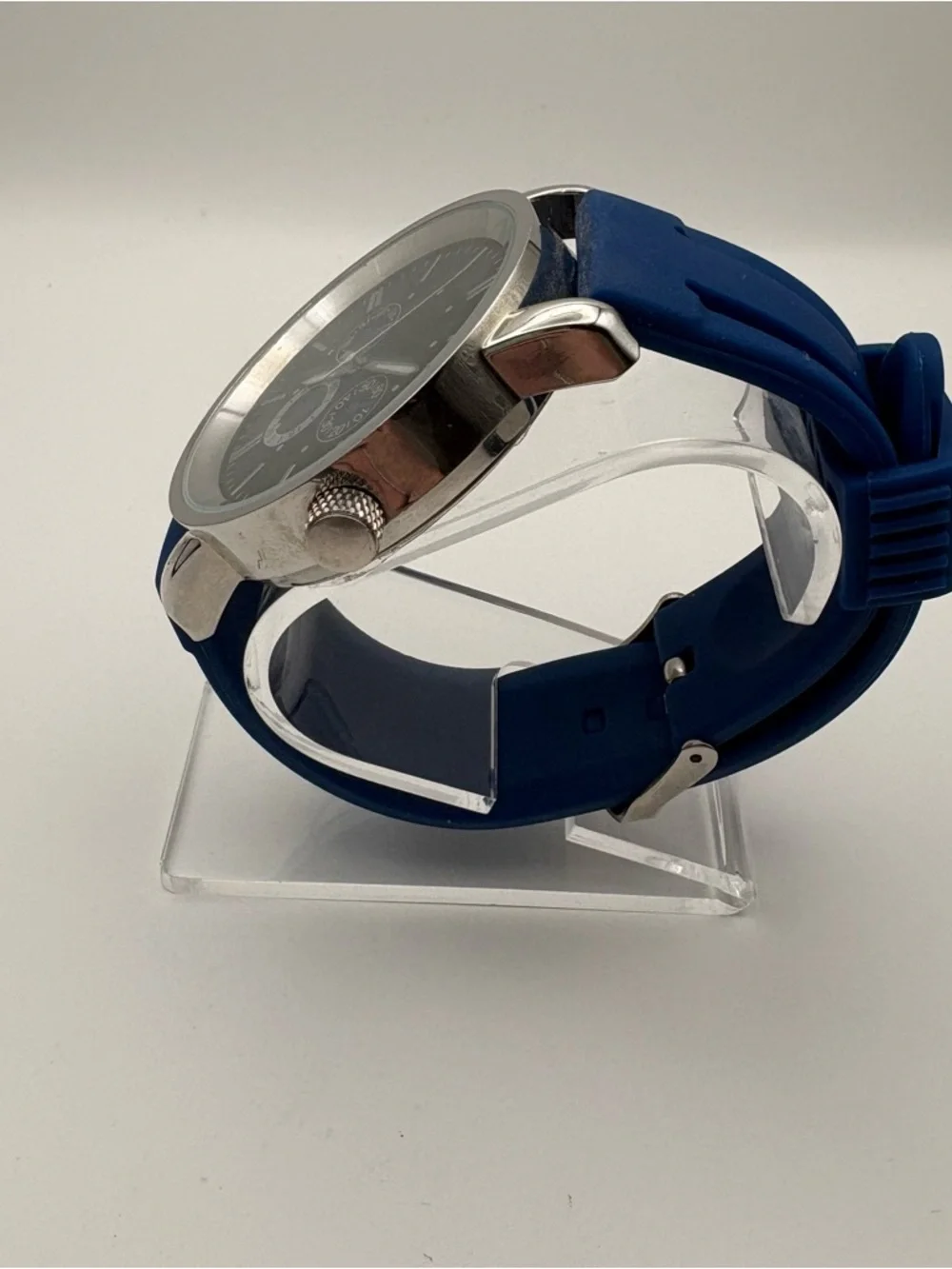 Blue Black Silver Large Men’s Watch Sturdy Works - Picture 2 of 6